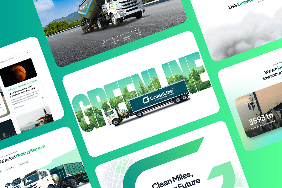High-fidelity UI screens for the GreenLine website